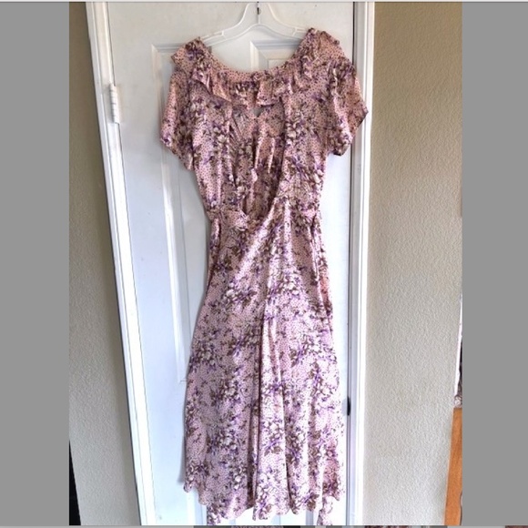 BY TiMo Ruffle Trimmed, Midi-Style Wrap Dress w/ Open Back in Pink NWOT/sz L - Picture 9 of 16